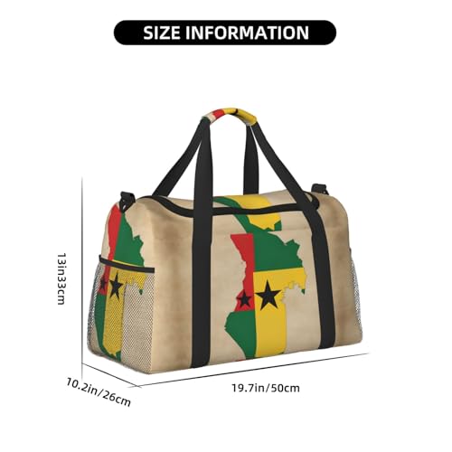 Togo Map with two black stars print Travel Duffle Bag Gym Bag for Women,Puffer Tote Bag,Weekender Overnight Bag Organizer4