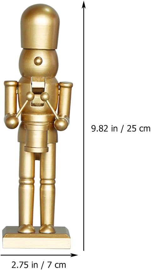 LUOZZY Christmas Craft Wood Nutcracker Figurines Unfinished Wood Nutcracker Soldier Figure for Christmas Desktop Decorations, Gold