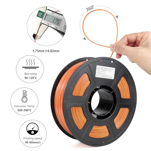 Image of Colorful ASA Filament 1.75mm UV /Rain /Heat Resistant Durable 3D Printer Filament, No Warping, Non Odor & Fumes - Perfect for Outdoor Functional Mechanical Parts, 1kg Spool /Yellow+Orange+Brown