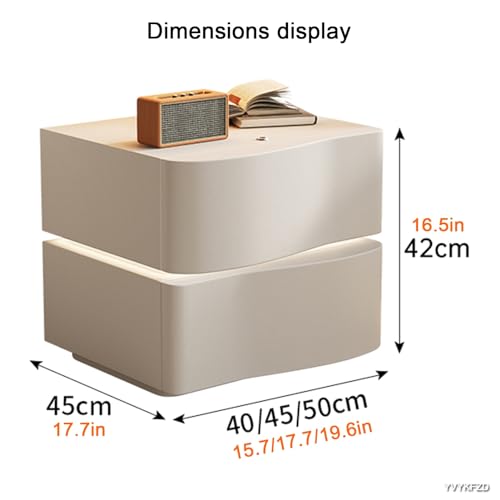 Table de chevet de rangement en bois compacte avec tiroirs et lumières LED - 2