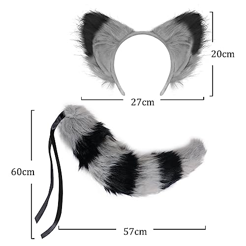 Faux Furry Fox Ears Headband Tail Set Halloween Fox Costume Fox Head Fancy Dress Fox Hairband Hair Hoop Wolf Tail Kit Furry Costume Cute Animal Fluffy Fancy Dress Costume Cosplay Accessories - Image 2