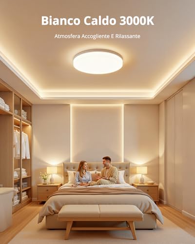 Miniatura 5 de Combuh Plafón Led 48w 4320lm Fácil De Instalar Adecuado Para Dormitorios Modernos Salones Cocina Blanco Cálido 3000k Redondo Ø30cm