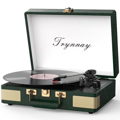 Trynnay Tourne-Disque Portable Bluetooth à 3 Vitesses avec Haut-parleurs intégrés, Tourne-Disque,...