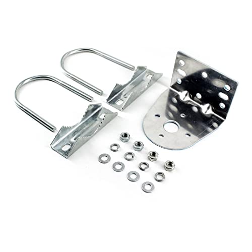 Lafeier Abrazadera de mástil de antena con pernos en U para antena de camionero celular Ham UHF VHF CB, soporte de montaje de antena N hembra