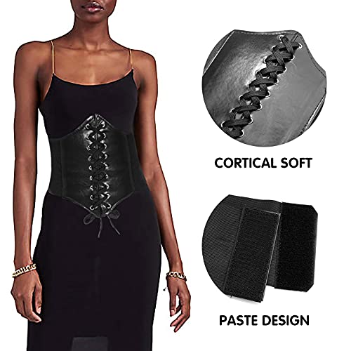 Corset Waist Belt for Women Lace-up Wide Leather Belts Elastic Tied Waspie Waist Cinchers for Dress4