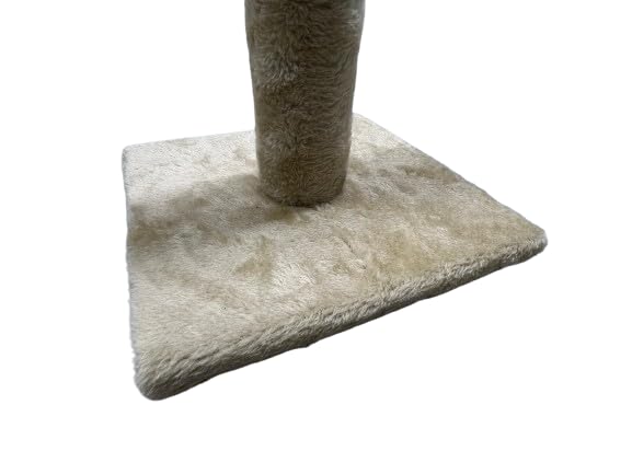 Pets Crew 48cm Cat Scratching Post with Sisal Pole, Plush Base, Pom-Poms, Biege, 48 cm - Image 3