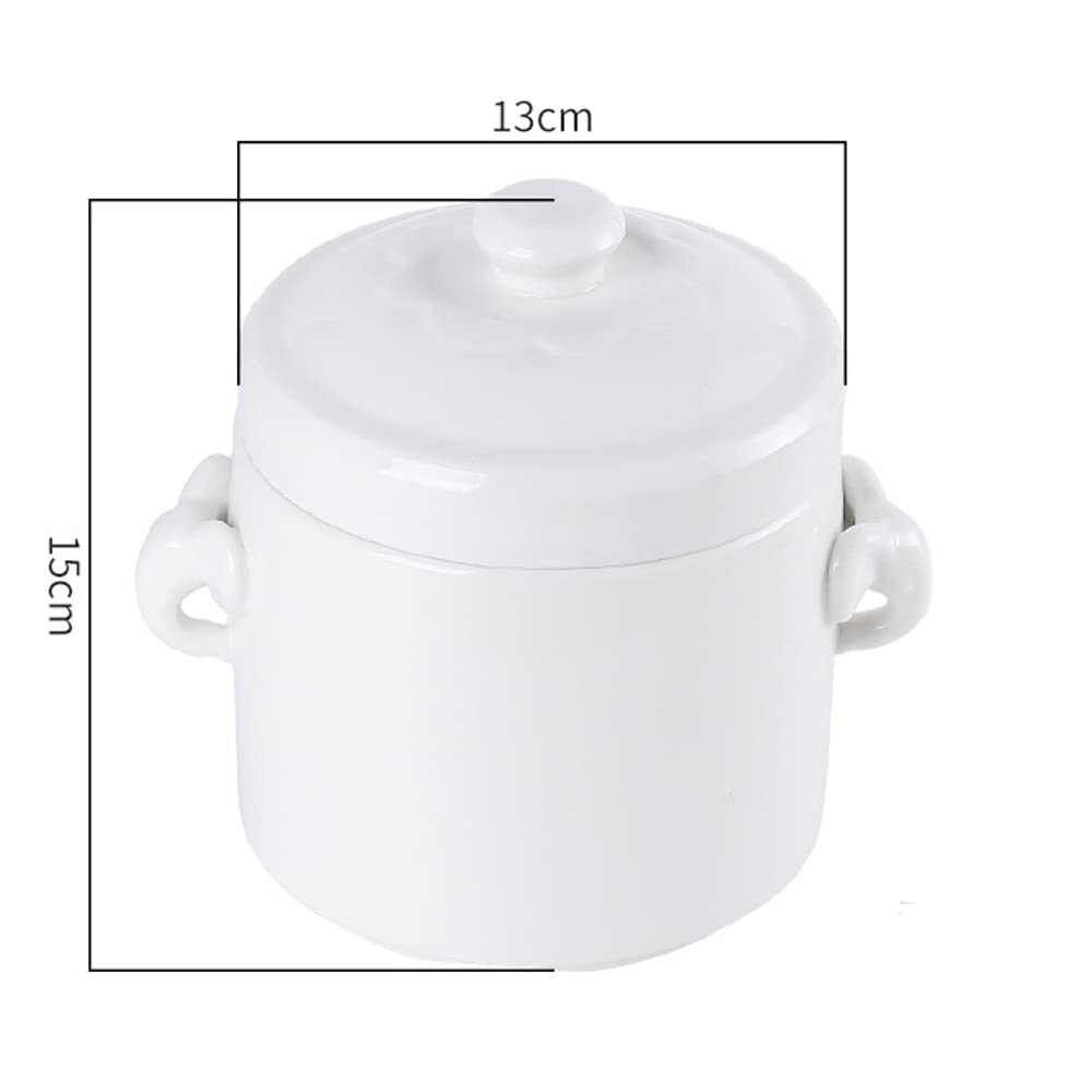 Zuppiera in Porcellana con Coperchio, Doppia Caldaia in Ceramica (1100ml)