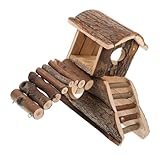 Yardwe Wooden Hamster Hideout Safe Climbing Retreat for Dwarf Hamsters Gerbils Encourages Exploration Activity Natural Design for Cages