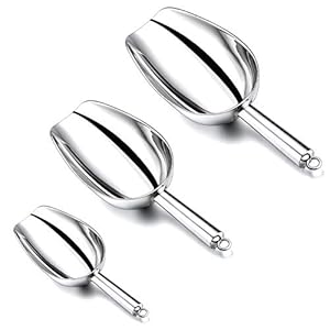 HaWare Eisschaufel 3er-Set, Edelstahl Abwiegeschaufel Mehlschaufel Futterschaufel Sackschaufel Abfüllschaufel für Küche, Bar, Buffet, Party, Garten, Vielseitig & Spülmaschinenfest – 3/5/8 Unzen