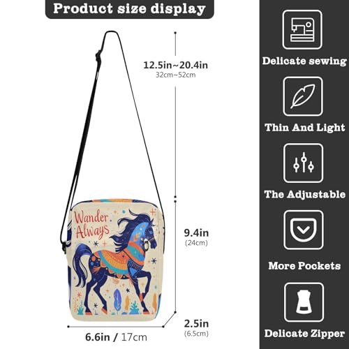 Blue Horse Watercolor messenger bag for women crossbody crossbody bag men Womens Casual Purses Adjustable Strap for work Shopping3