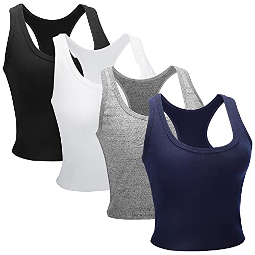 Hollhoff 4 pieces crop tank tops for women basic sleeveless racer…