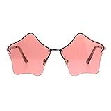 Star Shape Sunglasses Cute Stars Pink Lens Half Rimless Frame UV 400