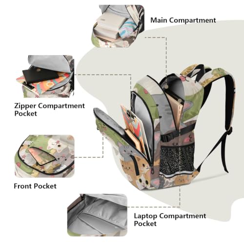 Mochila para portátil de 17.5 pulgadas negra con diseño de gato de dibujos animados 5