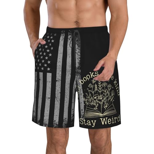 Read Books Be Kind Stay Weird Swimtrunks Funny Reading Book Lover Men's Beach Shorts2