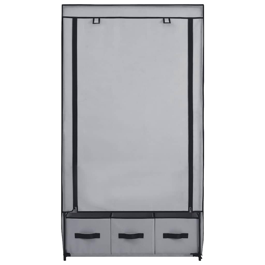 Kleiderschrank Grau 87x49x159 cm Stoffschrank mit 3 Schubladen, Mehrzweckschrank für Schlafzimmer und Kinderzimmer, Wäscheschrank mit Drehtüren, platzsparendes Hängesystem, Robustes Design