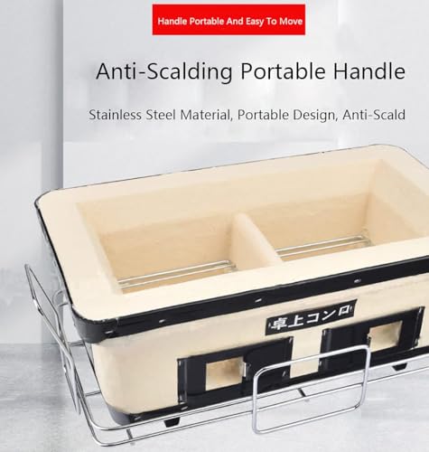 Griglia in ceramica giapponese, portatile, rettangolare, da tavolo, a carbonella, per Yakitori, campeggio e barbecue a casa