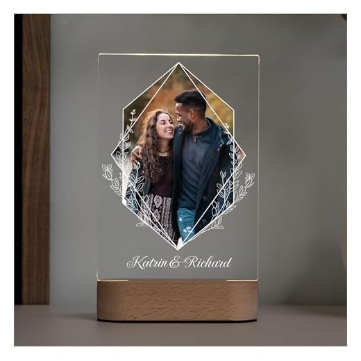 Geschenkfreude Acrylglas Bild mit Wunschname und Foto - Beleuchteter Bilderrahmen LED - Personalisierte Geschenke Foto mit Licht - Valentinstags Geschenke für Ihn und Sie - LED Deko mit UV-Druck