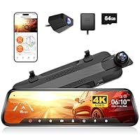 WOLFBOX G930 10'' Rückspiegel Kamera mit 5.8GHz WiFi, 4K Dash Cam Vorne und Hinten mit WDR, Touchscreen Rückspiegel Rückfahrkamera, Parking Monitor, Reverse Assist, Inklusive 64GB Karte & GPS – Ansicht 1