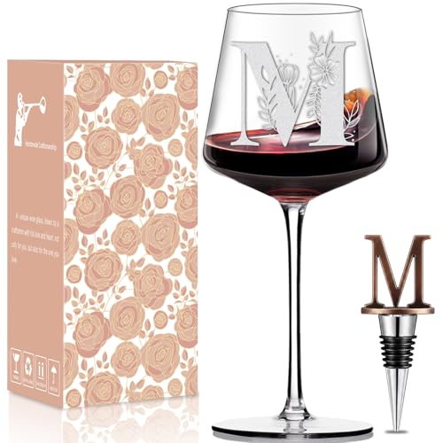 Physkoa Personalized Wine Glass &ndash; Custom Initial Monogram Gift for Women, Perfect Birthday...