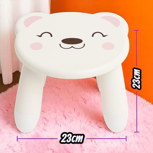 MIJOMA Kinderhocker mit Tiermotiv – Rutschfester Sitzhocker aus Polypropylen, 23x22x23 cm – Leicht, stabil & ideal fürs Kinderzimmer (Bär)