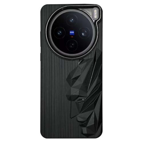 Image of NIUKIN Mobile Case for Vivo X200T 5G | 3D Engraved Design | Metallic Camera Ring | Shockproof Scratch Proof Cover | Black (3D Mask)