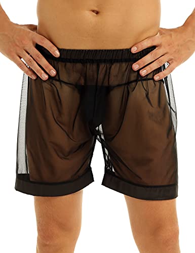 CHICTRY Men's See-Through Mesh Loose Boxer Shorts Underwear Quick Drying Swim Shorts2