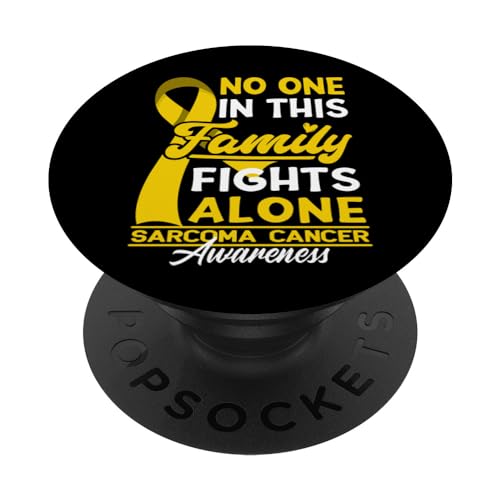 No One In This Family Fights Alone I Sarcoma Cancer PopSockets Swappable PopGrip, Black