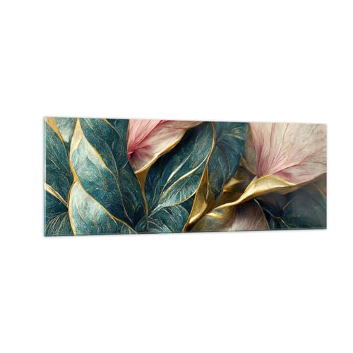 Quadro su Vetro Art Deco Fiori Eleganza Stampe da Parete in Vetro 140x50cm Quadri Moderni Soggiorno Camera da Letto Cucina 1 pezzo Grandi XXL Decorazione Murale Wall Art Immagini GAB140x50-5619