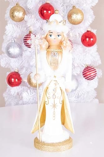 Clever Creations Gold Queen Nussknacker aus Holz, 35,6 cm, festliche Weihnachtsdekoration für Regale und Tische Cover