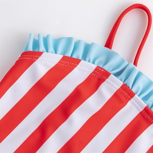 LIZENS Girls One Piece Swimsuit Striped Ruffle Adjustable Spaghetti Strap Beach Bathing Suit for Kids Swimsuit4