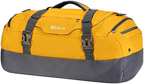Ubon Heavy Duty Duffle Bag Gym Sport Bags with Convertible Backpack Straps (Yellow,65L)