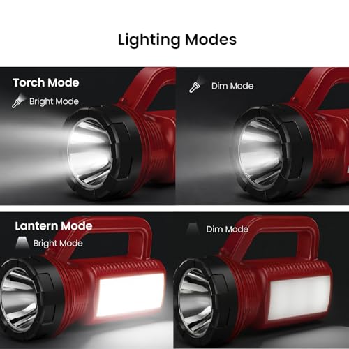 Image of Wipro Onyx Emergency Flash Light | Long Range Torch with Upto 4 Hours Back up | 10w Torch with 2200 mAh Battery and Type C Fast Charging | 4 Modes of Lights | Pack of 2