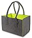 Produktbild Tebewo Shopper Filztasche Premium 5mm, große Einkaufs-Tasche mit Henkel, Einkaufskorb, Faltbare Kaminholztasche zur Aufbewahrung von Holz, dunkelgrau/Neongelb