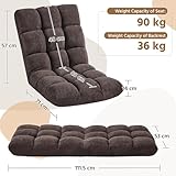 Yaheetech Floor Chair with Back Support, Comfy Floor Sofa for Adult, Floding Lounge Chair with 14 Adjustable Positions for Lounge, Gaming Reading and Meditation, Brown - Image 3