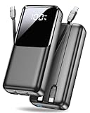 Power Bank Fast Charging 40000mAh, Portable Charger with Built-in Cables, USB-C Input Ouput Powerbank, Battery Pack Compatible with iPhone 17 16 15 14 13 Android and more