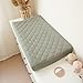 Konssy Waterproof Muslin Changing Pad Cover 2 Pack, Quilted Cotton Fitted Diaper Chang Table Cover, Soft Changing Pad Sheets for Girls Boys (Fog Green,Cream)