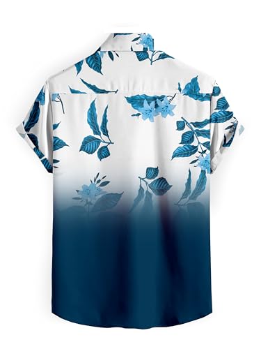 Image of LAMBOO Men Solid Fashion Lycra Printed Flower Print Slim Fir Spread Collar Casual Shirt