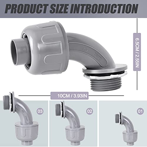 1-Inch 2 Pack Liquid Tight Connector, Yolleach Flexible Nonmetallic Electrical Conduit Connector, 90 Degree Pvc Conduit Connector, Ul Listed #TOP3