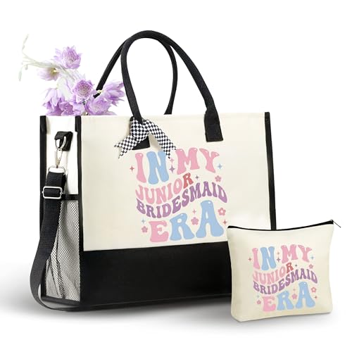Bolso Tote de lona con cierre y correa miniatura 1