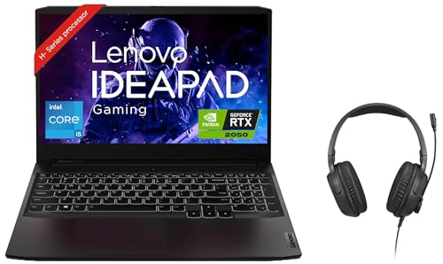 Image of Lenovo IdeaPad Gaming 3 Intel Core i5-11320H 15.6 inch (39.62cm) FHD IPS 60Hz Gaming Laptop (8GB /512GB SSD /Windows 11 /NVIDIA RTX 2050 4GB /Shadow Black /2.25Kg), 82K101PCIN + H100 IdeaPad Gaming Headset