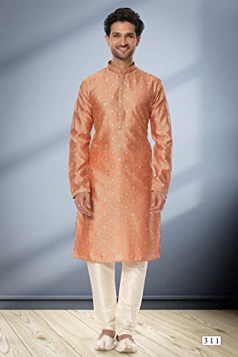 Indian Pakistani Men's Tunic Jacquard Silh Party Festive Ethnic Wear Kurta Pajama Dress Set3