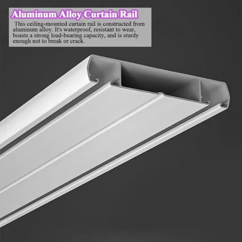 Heavy Duty Double Track Curtain Rail for Ceiling Mounting, Conjoined Design Room Partition, Ideal RV, Living Room, Hospital, and Bedroom