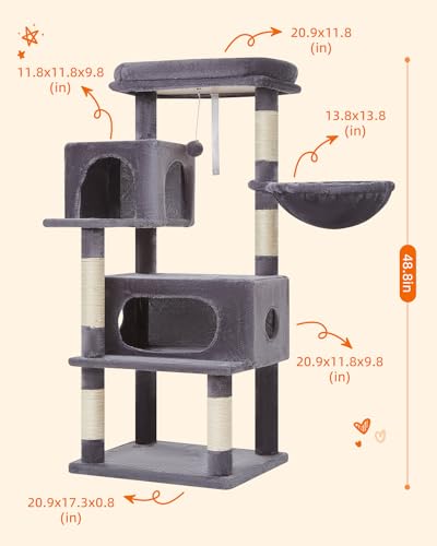 Image of Taoqimiao Cat Tree, 49In Cat Tower for Indoor Cats Large Adult