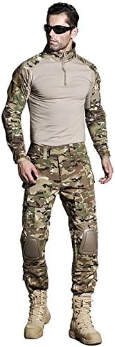 SINAIRSOFT US Army Uniform Shirt Pants with Knee Pads Tactical Combat Airsoft Hunting Apparel Camo BDU (MC,US L =Asian Tag XXL)