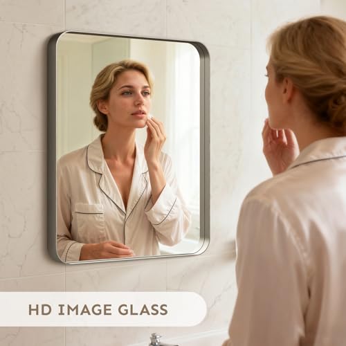 Image of Kosmonia 20 inchx16 inch Bathroom Mirror, Rounded Rectangle Vanity Mirror
