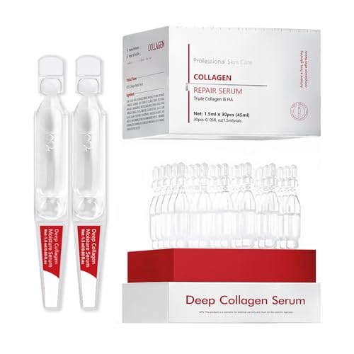 Hyaluronic Acid Serum for Face Single-Use Vials,Triple Collagen Hyaluronic Acid Moisturiser,Collagen Ampoule Tubes,Anti-Aging Serums for Dry & Sensitive Skin,Ultra-Hydrating Repair Serum, Skincare
