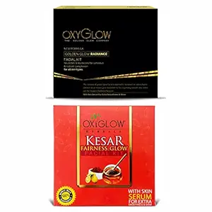 Golden Gold Radiance Facial Kit 165 Gm & OxyGlow Herbals Kesar Fairness Glow Facial Kit 165 Gm (Combo Pack)