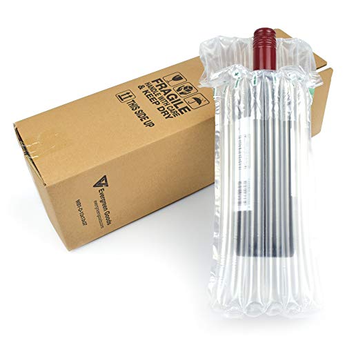Evergreen Goods Lot de 10 boîtes à bouteilles de vin et d'alcool avec coussins gonflables pour coussins gonflables Emballage sûr et transport de bouteilles en verre (boîte et sac pour 1 bouteille) Cover