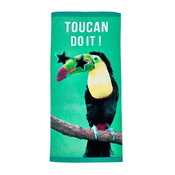 Catherine Lansfield Toucan Do It Beach Towel Pair, Green, 76x160 - Image 2
