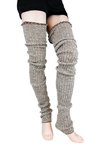 Foot Traffic Cable Knit Legwarmers (Super Long, Oatmeal)